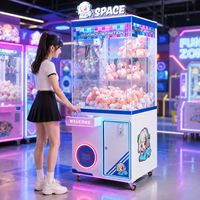 Machine à griffes à monnayeur pour peluches, avec LED RGB, à force réglable et rédemption automatique, pour centre commercial, modèle Happy Moment