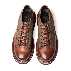 Customized 2025 New Model Men's Retro High Quality Autumn Waterproof Casual <b>Shoes</b> Cow Leather Luxury Handcrafted Toe <b>Height</b> - Product Image 1