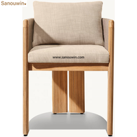 Chaise de salle à manger en teck moderne, confortable et durable, avec dossier en forme de barillet, en corde tressée, pour une utilisation en extérieur par tous les temps