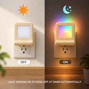 Nouvelle veilleuse LED à brancher, design coloré, capteur de lumière, grain de bois, ABS PS, 0,5W, économie d'énergie, pour chambre et couloir - Product Image 3