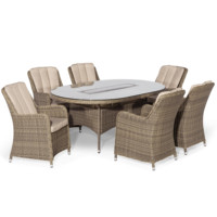 Ensemble de mobilier de jardin en rotin moderne et simple, ensemble de salle à manger de jardin, chaise en osier d'extérieur avec table de foyer BBQ