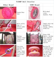 Poussette de poupée de style populaire en métal et en plastique bon bébé jouets préscolaires pliant wagon matériel poupée landau cadre argenté poussette
