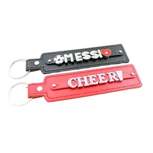 8mm PU Leather Keychain Slide Charm Letter Chaveiro para DIY Chaveiros Fazendo Acessórios