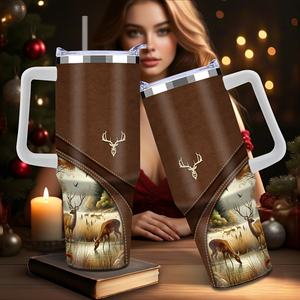 Изготовленный на заказ логотип 40oz стаканы 304 нержавеющей стали вакуумная кружка изолированный 40oz стакан с ручкой и крышками - Product Image 1