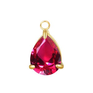 Soporte de piedra de acero inoxidable en forma de pera de piedra de cumpleaños de circón de gota de agua personalizada proveedor de collar de piedra de cumpleaños de 12 colores - Product Image 5