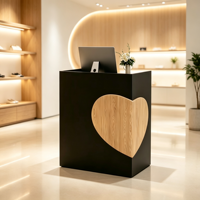 Petit comptoir de bar en bois, comptoir d'accueil, caisse enregistreuse, mobilier commercial moderne minimaliste durable pour magasin de vêtements