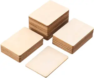 Tailai Blank Wood Squares Wood Pieces Unfinished Round Corner Square Wooden Cutouts for DIY Arts Craft Project.