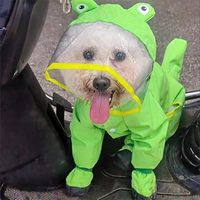 Ensemble imperméable et bottes pour chien Green Frog, OEM, polyester, réfléchissant, imperméable, à capuche + anneau de laisse, MOQ 200, couleur/logo personnalisé, expédition en 7 jours