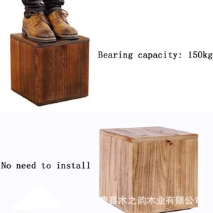 Wooden <b>Storage</b> <b>Stool</b> Square Home Living Room Ottoman Natural Wood Color Retro Design Multi Functional Furniture - Product Image 5