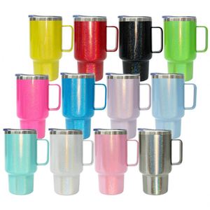 Vaso de Acero Inoxidable Mini de 3oz con Asa y Pajita para Whisky, Tequila, Vodka, con Brillo y Colores Arcoíris, para Sublimación - Product Image 1