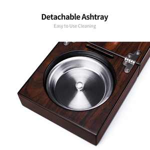 New Wholesale Custom Logo Luxury Walnut Wooden <strong>Folding</strong> Large Diameter Cigar Slot Cigar <strong>Ashtray</strong> With Cutter Smoking Accessories - Product Image 5