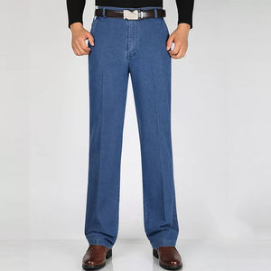 Jeans de Mezclilla Elásticos Rectos de Cintura Baja Vintage para Hombre Talla Grande - Moda Ejecutiva para Hombres de Mediana Edad - Product Image 4