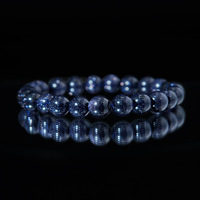 Bracelet extensible tendance avec perles en forme de boule en pierre d'or bleue naturelle |   Bracelet élastique unisexe en pierre galaxie Nuit étoilée, cadeau