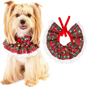 Disfraz Navideño para Perro, Pañuelo Navideño para Perro con Campanas, Bufanda a Cuadros, para Perros Pequeños y Gatos, Lindo, para Fiestas Navideñas de Invierno, Fotos (L) - Product Image 1