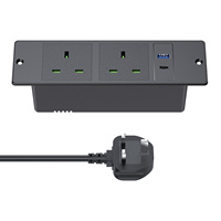 UK Meter Einbau-Steckdose 2 AC-Steckdosen + USB-C USB-A 18W Port 6.56ft Netz kabel UK Steckdose