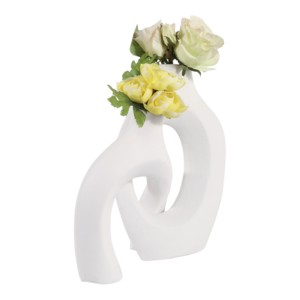 Vaso in ceramica astratto a incastro in gres per decorazioni da soggiorno, camera da letto, ufficio e tavolo - Product Image 2