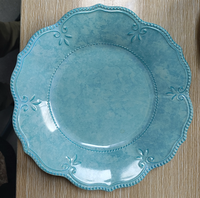 Assiettes Creuses En Relief De Luxe Vintage Bleu Rose Fleur Design Rosa Palace Style Mélamine Vaisselle Usage Domestique Fourniture Directe D'usine