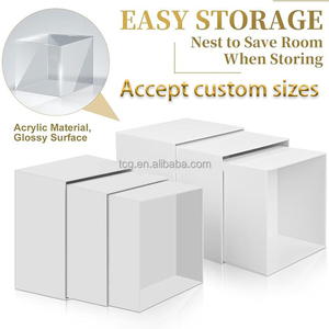 TCG tùy chỉnh màu trắng Acrylic hiển thị thực phẩm risers Cube <span class=keywords><strong>5</strong></span> mặt Acrylic hiển thị thực phẩm đứng hộp cho phục vụ tự chọn risers - Product Image 6