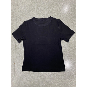 Ensemble 2 pièces côtelé en coton et élasthanne pour <span class=keywords><strong>femme</strong></span>, avec logo personnalisé, manches courtes et pantalon long ajusté, <span class=keywords><strong>tenue</strong></span> décontractée et de sport pour l'été – Grande Vente - Product Image 3