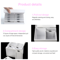 MASSA Porte-Cils en Acrylique à 10 Couches, Marque Privée, Extensions de Cils Carrées, Organisateur de Stockage de Palettes, Mallette à Outils de Beauté