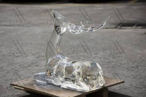 Statue d'animal en acrylique transparent, décoration de jardin moderne, paysage, élan, grande sculpture de cerf couché en résine transparente - Product Image 3