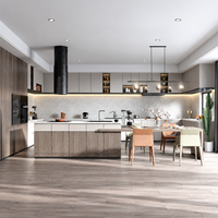 Ensemble de meubles de cuisine modulaires en bois massif sur mesure, table à manger, îlot, garde-manger, armoire à vin, placard de rangement, mobilier moderne pour la maison