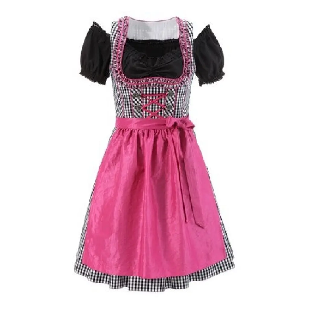 Oktoberfest Femmes Dirndl porte une belle robe traditionnelle allemande 2024 Filles bavaroises allemandes Mini Dirndl Broderie Vichy Wear