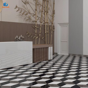 Azulejo de Porcelana Pulido de Lujo 800x800mm Negro Blanco Gris con Ilusión 3D para Vestíbulo de Oficina - Product Image 3