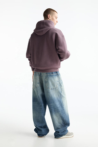 Sweat à capuche surdimensionné pour homme en polaire thermique violet lilas français, avec poche cache-oreilles haute densité et col à capuche – Taille XL, prix de gros - Product Image 2