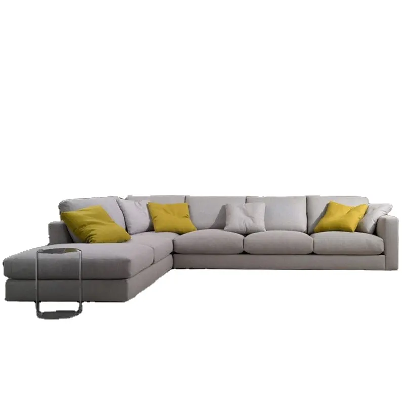 Nordic Eropa ruang tamu furnitur Sofa Lounge bentuk L sudut Sofa ruang tamu Set kayu Sectional Sofa kain Solid