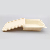 Boîtes alimentaires carrées biodégradables en bagasse 8x8, boîte à lunch à 3 compartiments, boîtes à emporter avec couvercles pour sucre et lait