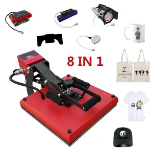 Heat Press Clothes Label and Mug Printing Machine Sublimation 8IN1 9 in 1 1 Year,1 Year 1 PCS Heating Platen Manual 68x46x46cm