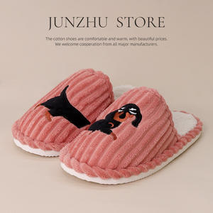 Pantuflas de casa con diseño de perro salchicha, creativas y a rayas, para ocio diario, divertidas y novedosas, 2025 - Product Image 2