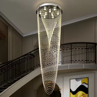 Lustre suspendu de luxe pour hall d'hôtel, villa, escalier, duplex, grand et long, personnalisé, avec perles de cristal, pour salon