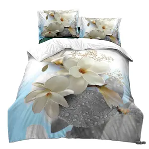 120gsm Hoa In Hoa Hồng 3D 5d 3Pcs 6Pcs Bộ Đồ Giường Bedsheet Comforter Set