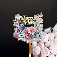 Grenzüberschreitender China INS-Stil UV-Farbdruck Acryl Kuchendekoration Partyzubehör Happy Birthday Schmetterling Cake Topper