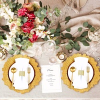 Assiette de présentation de 13 pouces élégante et économique pour mariages et fêtes, motifs personnalisables, réutilisable