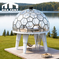 RAXTENT Dôme Duplex en Verre de 4M Maison de Glamping Hôtel Pods avec Plateforme de Support à 4 Pieds