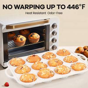 Molde para muffins antiadherente de 12 cavidades con marco reforzado de metal, molde de silicona de tamaño regular para hornear muffins caseros - Product Image 6