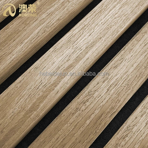 Décoration intérieure <span class=keywords><strong>Isolation</strong></span> acoustique de luxe 3 côtés Tech Placage de bois Lattes de bois Sticker mural Décoration Panneaux acoustiques - Product Image 5