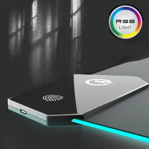 AS1 RGB kablosuz şarj mouse pad 15W su geçirmez kumaş TYPC arayüzü ışık yayan LOGO elektrikli oyun mouse pad
