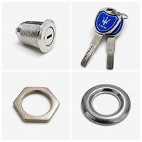 Cylindre de serrure de sécurité 30 mm en alliage de zinc à clé, anneau de garniture détachable 48 mm, serrure à came 2-en-1 pour coffre-fort, tiroir, armoire