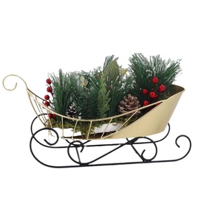 Décorations de Noël de luxe en métal pour jardin : Bonhomme de neige, renne et traîneau – Arrangements saisonniers extérieurs - Product Image 1