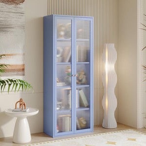 Librería de acero azul hogar respetuoso con el medio ambiente librería de metal Changhong puerta de vidrio librería 1800 alto - Product Image 1