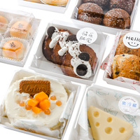 Couvercle transparent rectangulaire personnalisé papier emballage en plastique dessert gâteau collation boîtes avec couvercle
