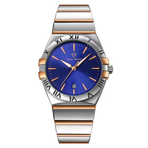 Captain Dryton Men's Quartz <b>Watch</b> Alloy <b>Case</b> Stainless Steel Blue Dial 3BAR Water Resistant Analog 22cm Band Hidden Clasp 12mm - Product Image 1