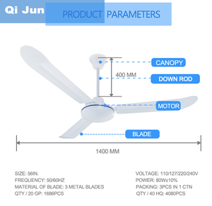 Ventilador <span class=keywords><strong>de</strong></span> Techo Industrial Gigante <span class=keywords><strong>de</strong></span> 56 Pulgadas (1400 mm) con Aspas Curvas Resistentes y Oscilación, para México y Sudamérica - Product Image 4
