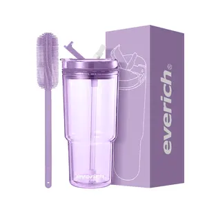 Customized color big capacity 580ml AS BPA free water bottle made with plastic with wide mouth and straw lid