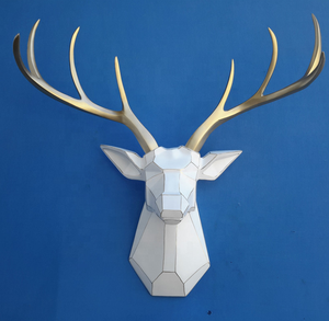 Usine Guangzhou Sculpture murale moderne de style chinois Découpe géométrique Tête de <span class=keywords><strong>cerf</strong></span> animal 3D Décoration intérieure pour Offre Spéciale - Product Image 3