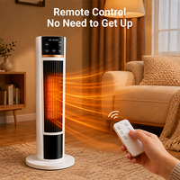 Chauffage tour oscillant intelligent avec commande vocale, lumière de cheminée simulée et humidificateur pour appartement et salon
